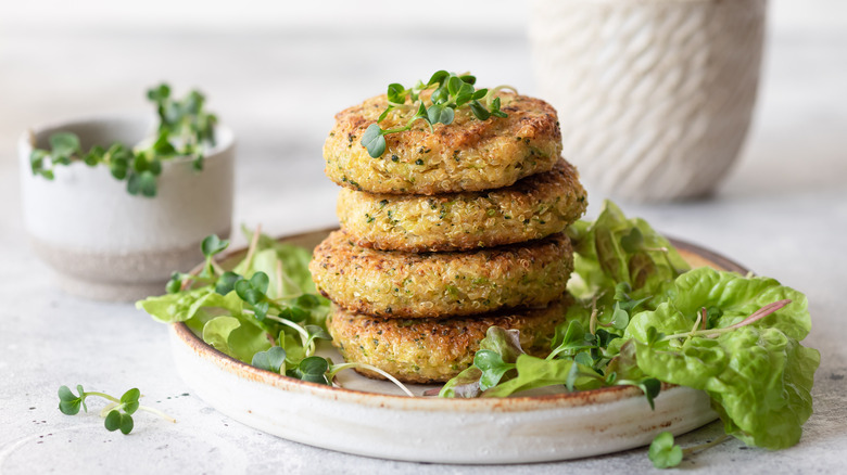 Stack of vegan veggie patties