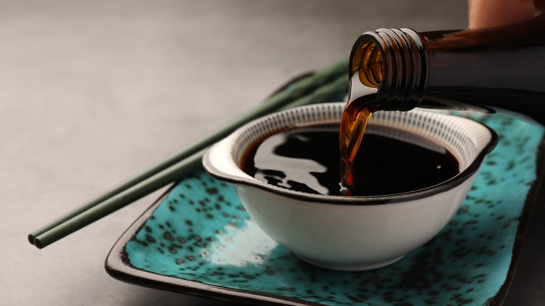 Soy sauce in a bowl