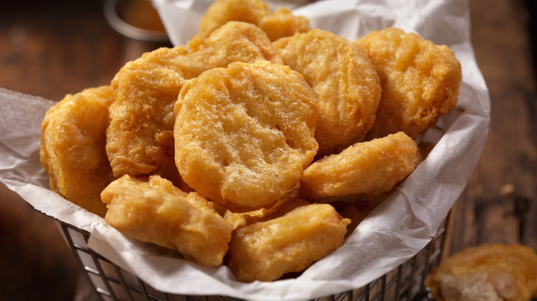 Chicken nuggets in a basket