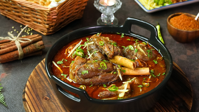 Lamb curry in black karahi