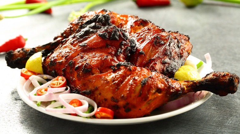 Tandoori chicken on a plate