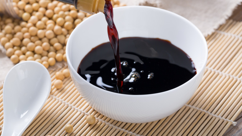 Pouring soy sauce