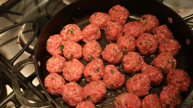 Searing meatballs in cast iron skillet