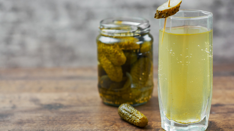 pickle juice in glass