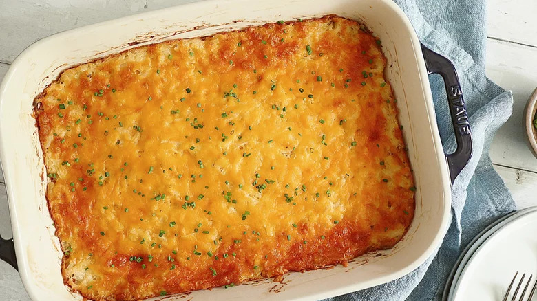 Hash brown casserole in deep dish