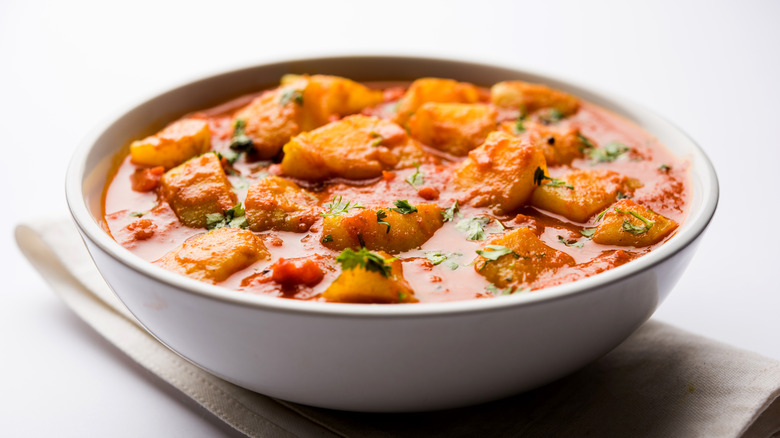 Potato curry in bowl