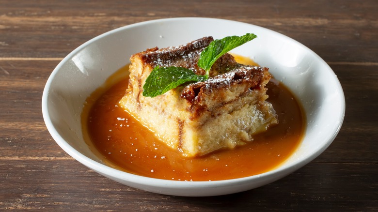 bread pudding in bowl