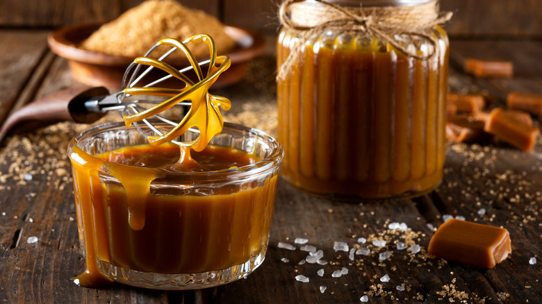 freshly prepared homemade caramel sauce