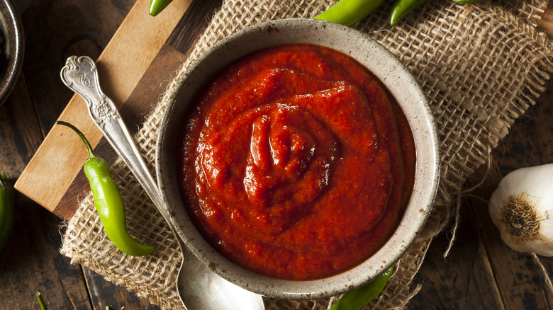 sriracha sauce in bowl