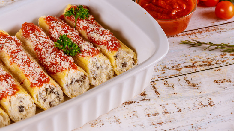 manicotti in a dish