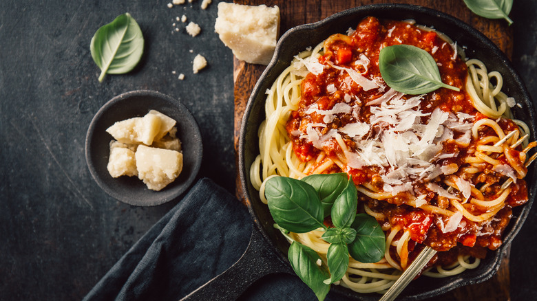 Pasta with grated parmesan cheese