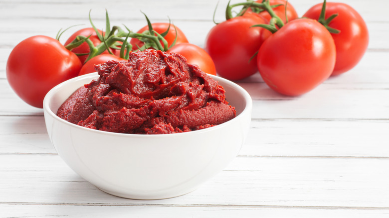 Bowl of tomato paste