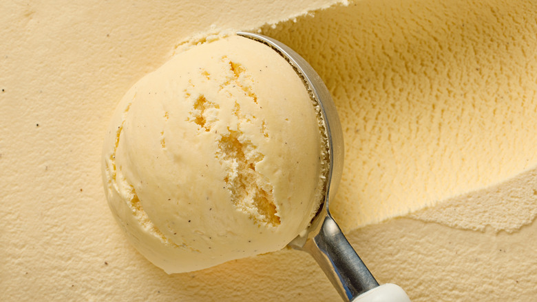 Vanilla ice cream being scooped