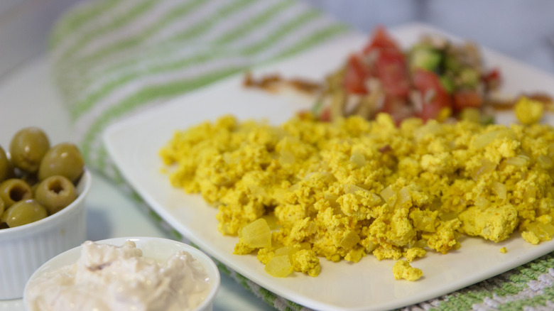 Tofu scrambled eggs on plate