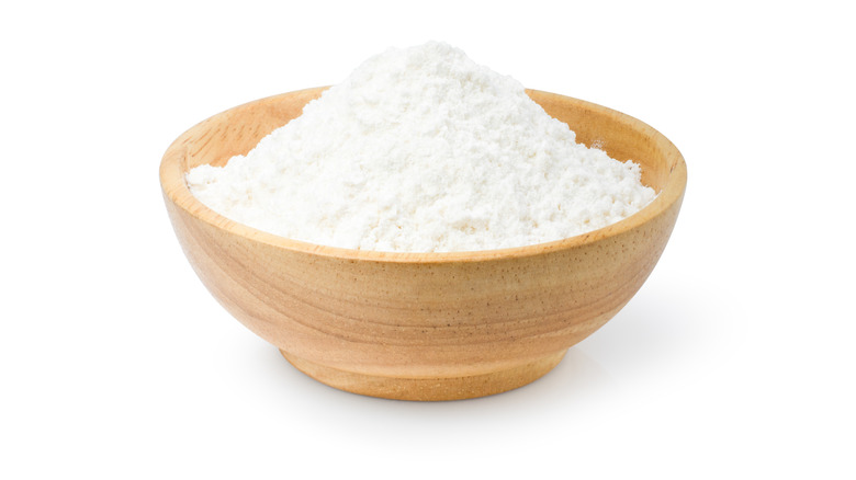Powdered sugar bowl on white