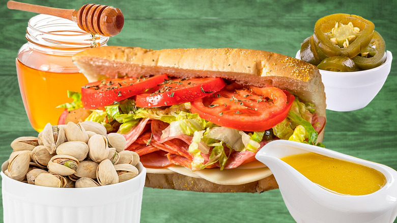 Italian sub sandwich and toppings