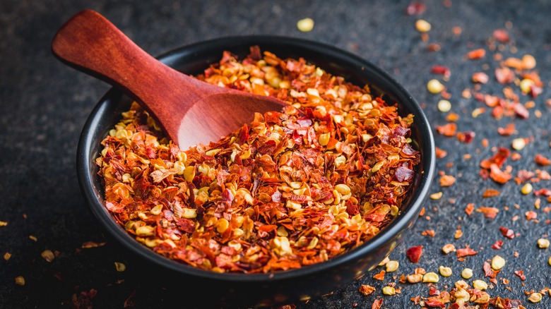 red pepper flakes in bowl 