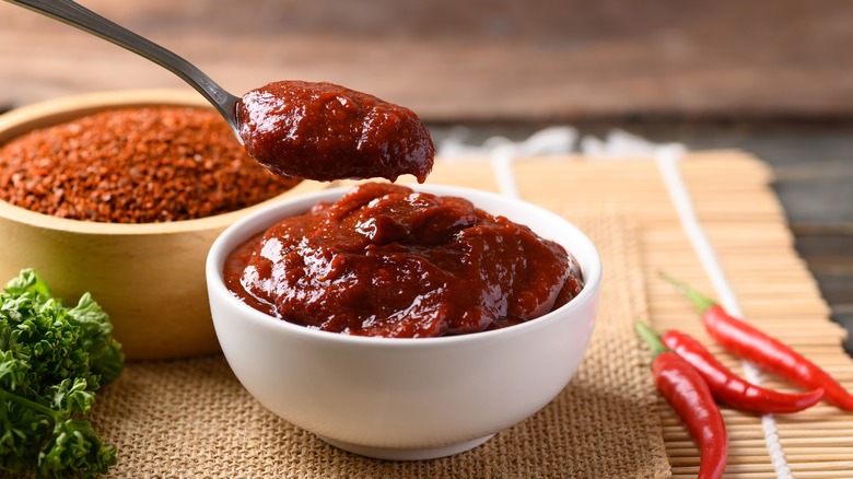 red pepper paste in bowl 