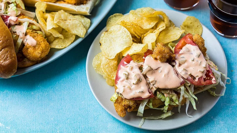 shrimp po boys on a plate