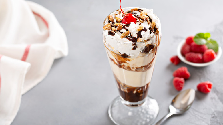 Layered ice cream sundae