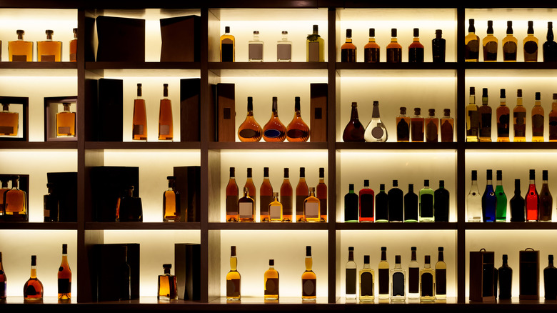 bottles of liquor behind bar