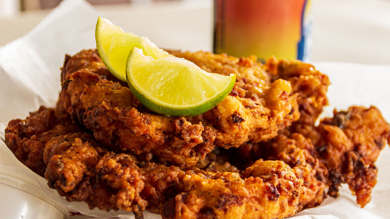 Oyster fritters with lime