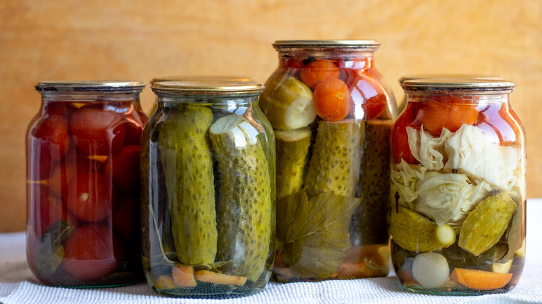 Canned food in jars