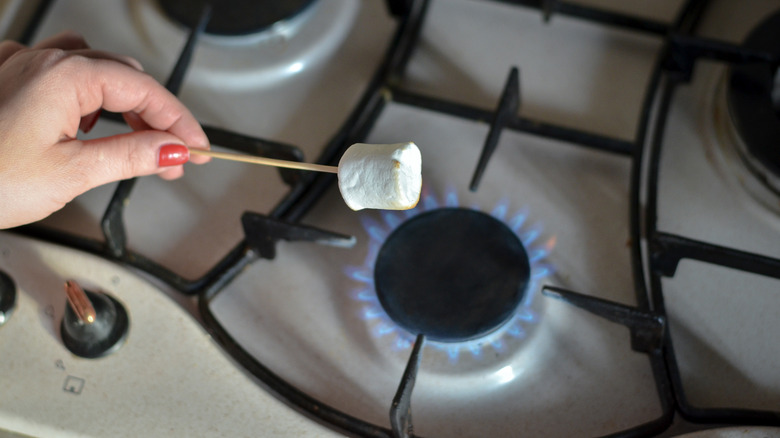 Marshmallow over stove