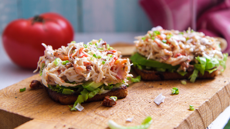 Crab salad on bread with lettuce