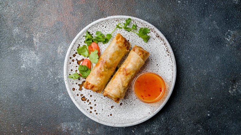 Eggs rolls on a plate