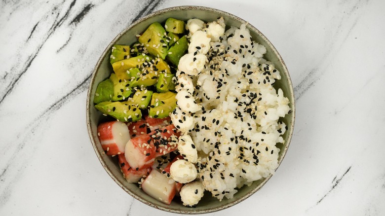 Poke bowl with crab