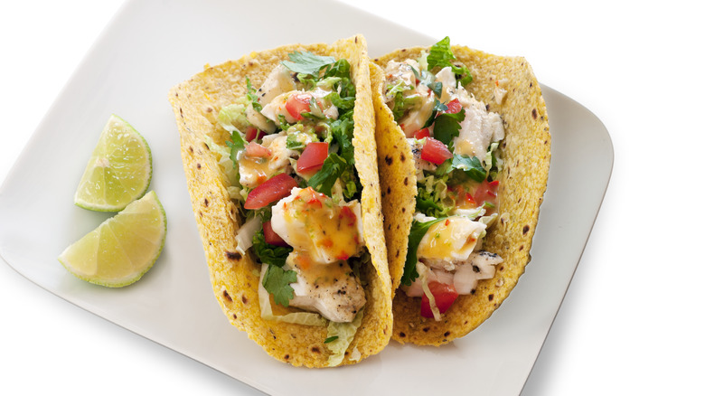 two seafood tacos