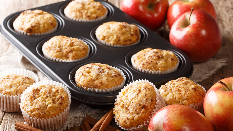 muffin pan apples cinnamon sticks