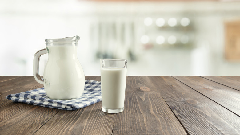 Milk pitcher on table