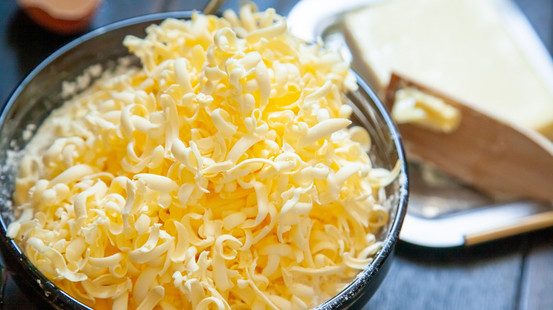 Grated butter in a bowl