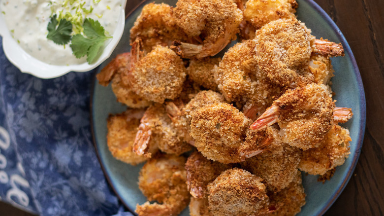 plate of breaded shrimp