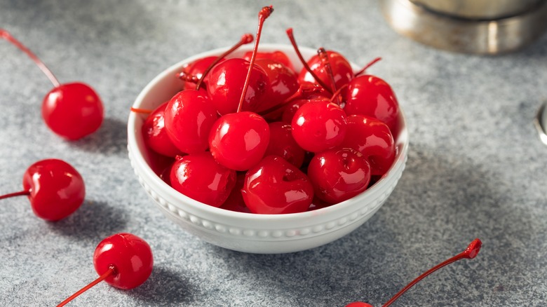 bowl of maraschino cherries