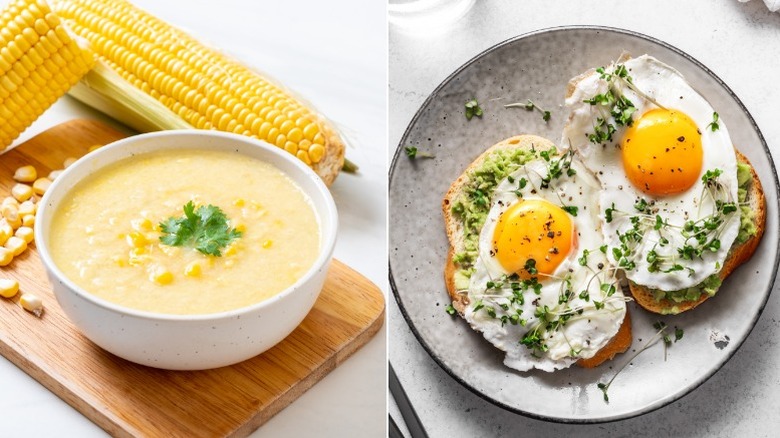 chowder and avocado egg toast