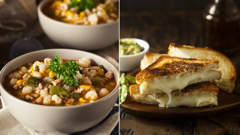 chicken chili and grilled cheese