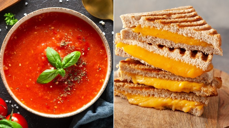 grilled cheese and tomato soup plate