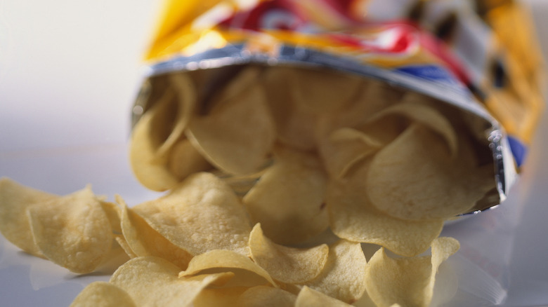 Chips spilling out of bag