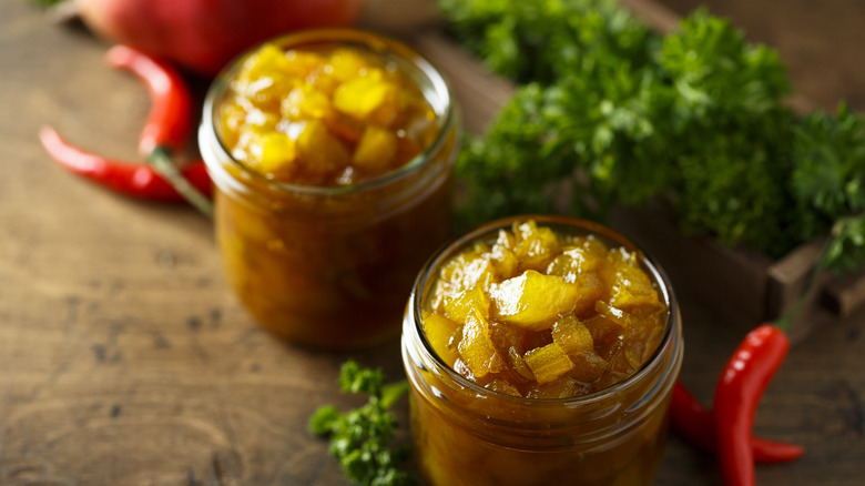 chutney with peaches and fruit