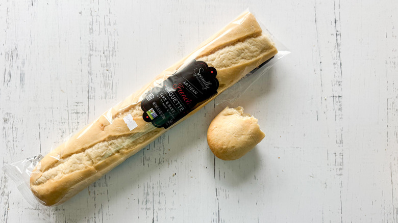 Specially Selected baguette on white surface