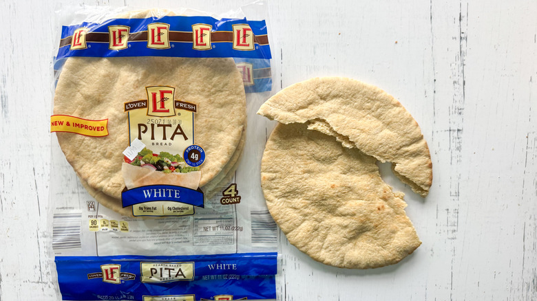 Pita bread on white surface