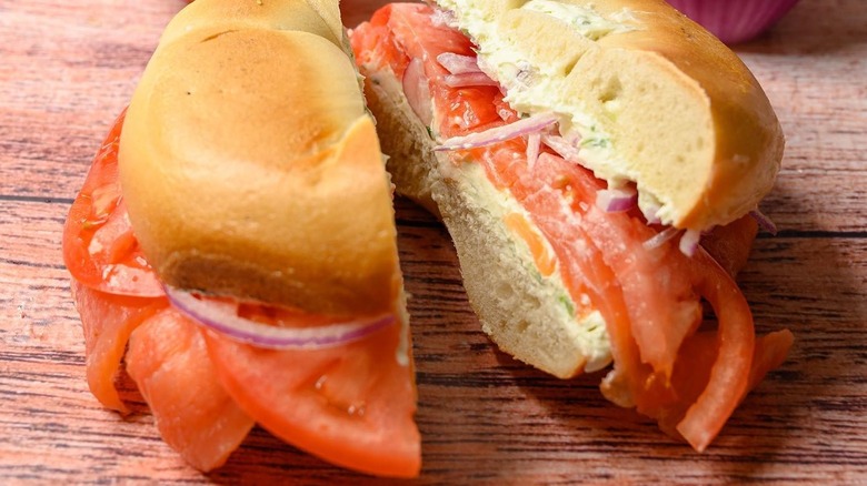 Kupel's Bakery bagel with tomato