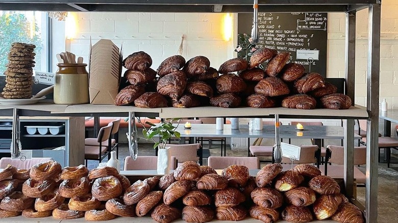 Stacks of croissants