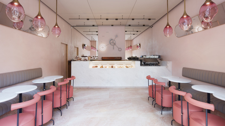 Pink bakery interior