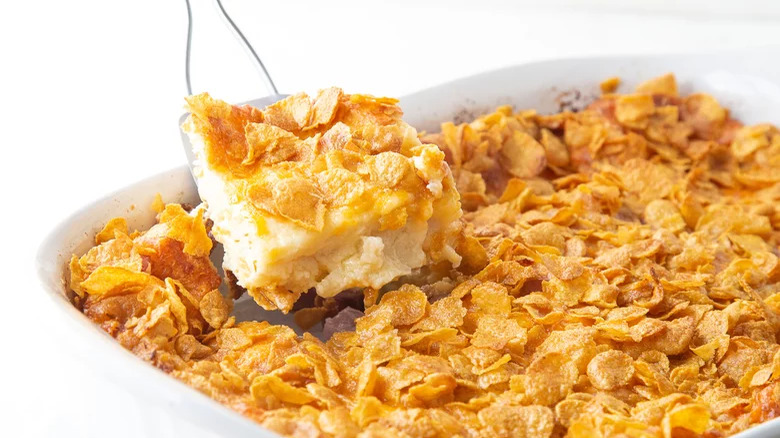 Ham and cheese strata with cornflakes