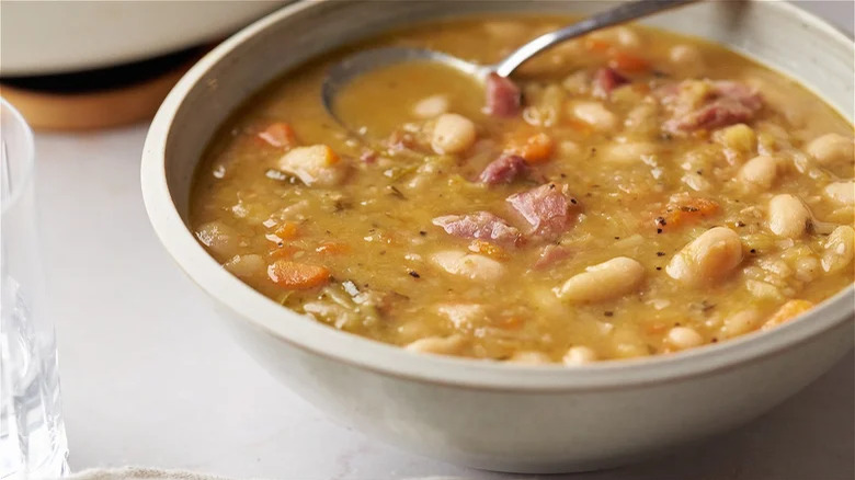 Herby ham and bean soup