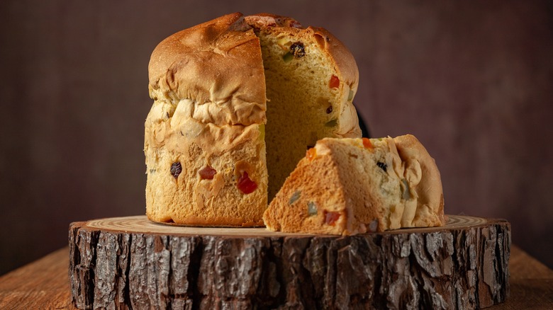 Sliced panettone cake